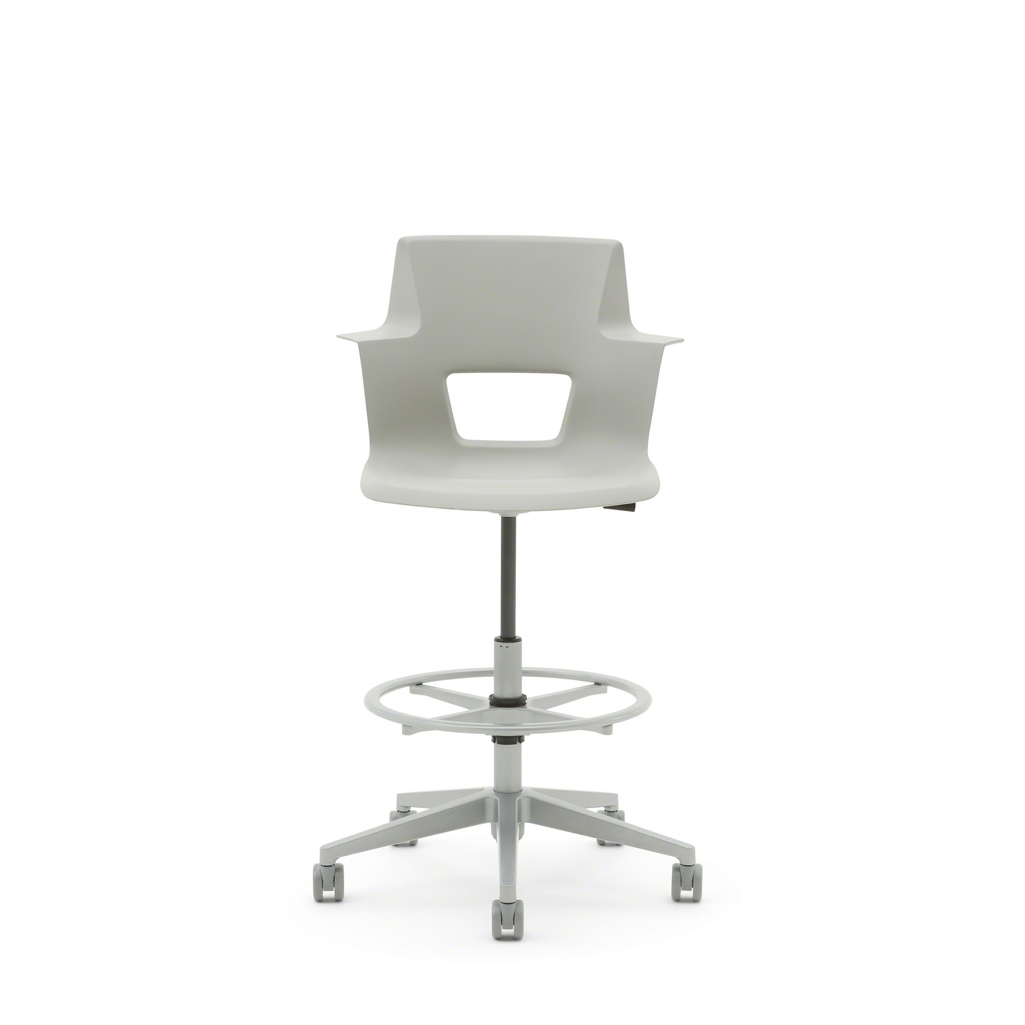 front vieo of a white shortcut stool