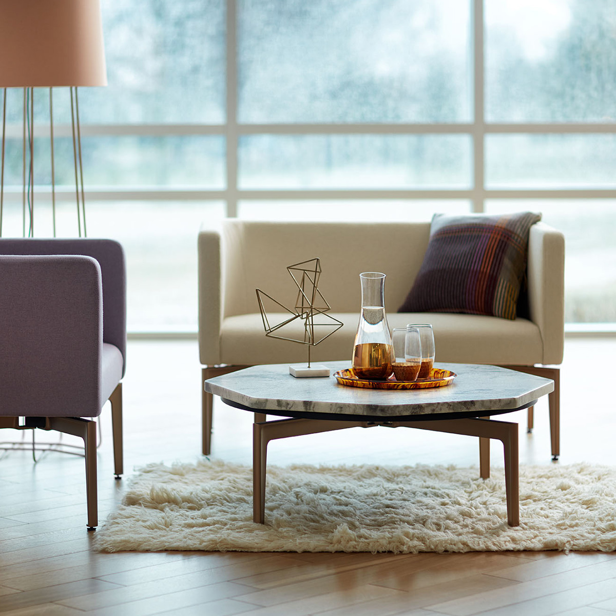 Bassline table with marble top by turnstone