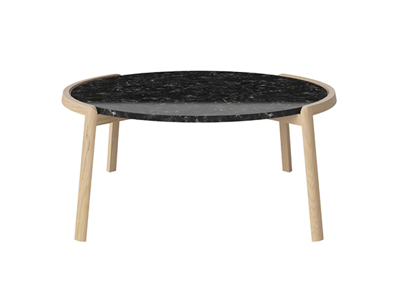 On white image of coffee table with black top