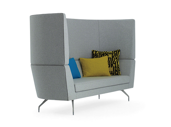 On white image of gray booth