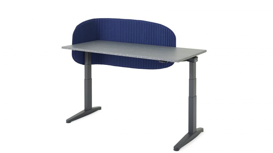 Marble Ology desk with blue Soffio screen