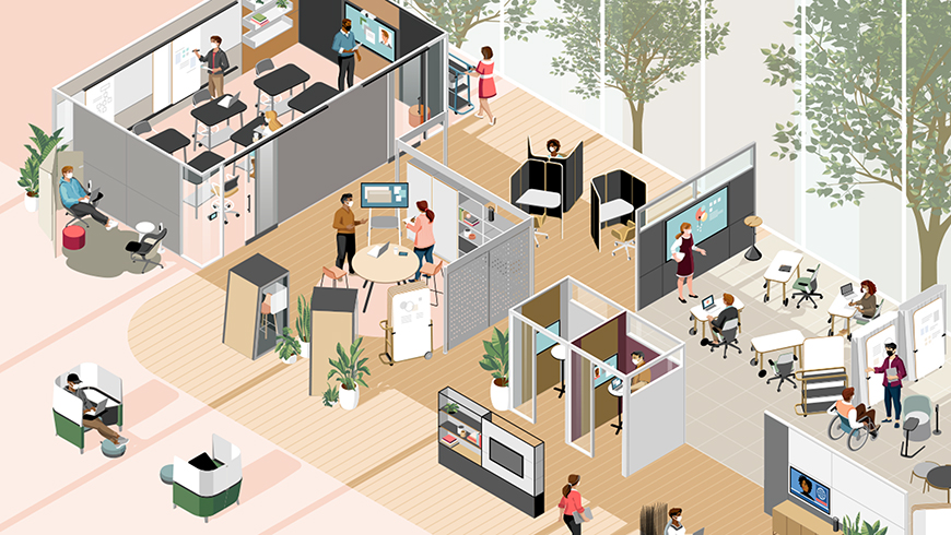 Work Better Campaign graphic showing people working and collaborating