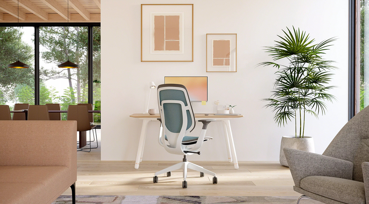 home office setting with a karman chair