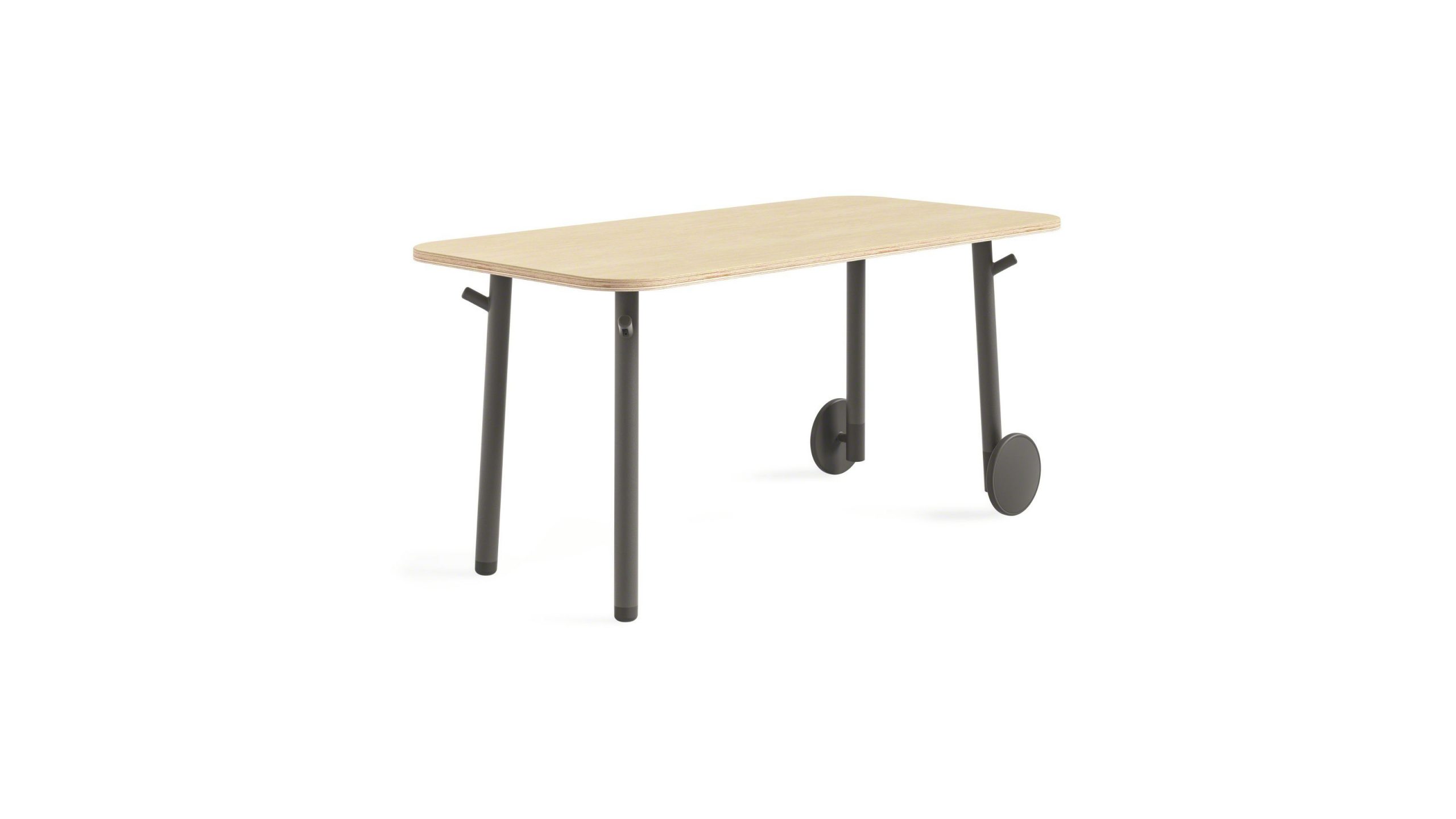 on white image of a flex table with 2 wheels
